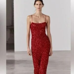 NWOT Zara red sequined dress